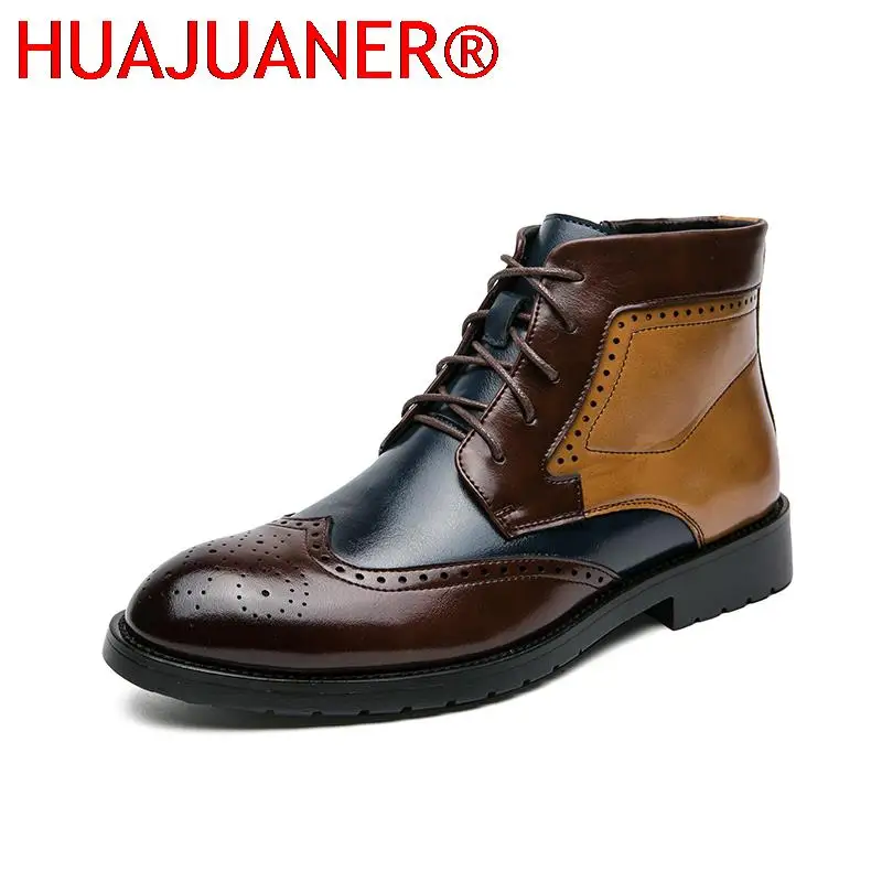 

Зимние кожаные ботинки в британском стиле, модные ботинки челси на шнуровке, высококачественные кожаные ботинки на толстой подошве с контрастными вставками