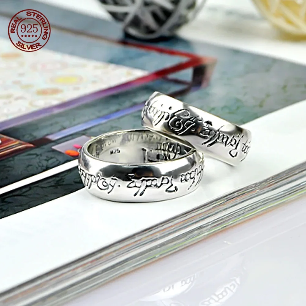 

Bohemian Vintage 925 Sterling Silver Letter Ring Unisex Classic Jewelry Couples Party Club Accessory Free Gift Box Anillo Cincin