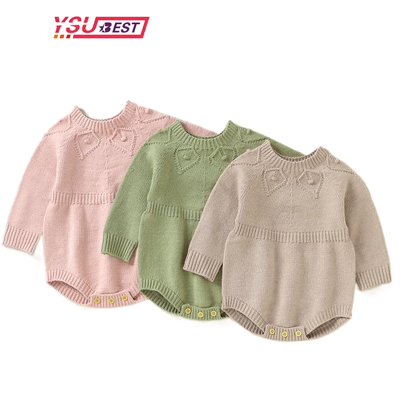 

New Born Knitted Romper Boy Girls Romper Autumn Round Neck Long Sleeve Newborn Baby Clothes Infant Baby Warm Jumpsuits Overall