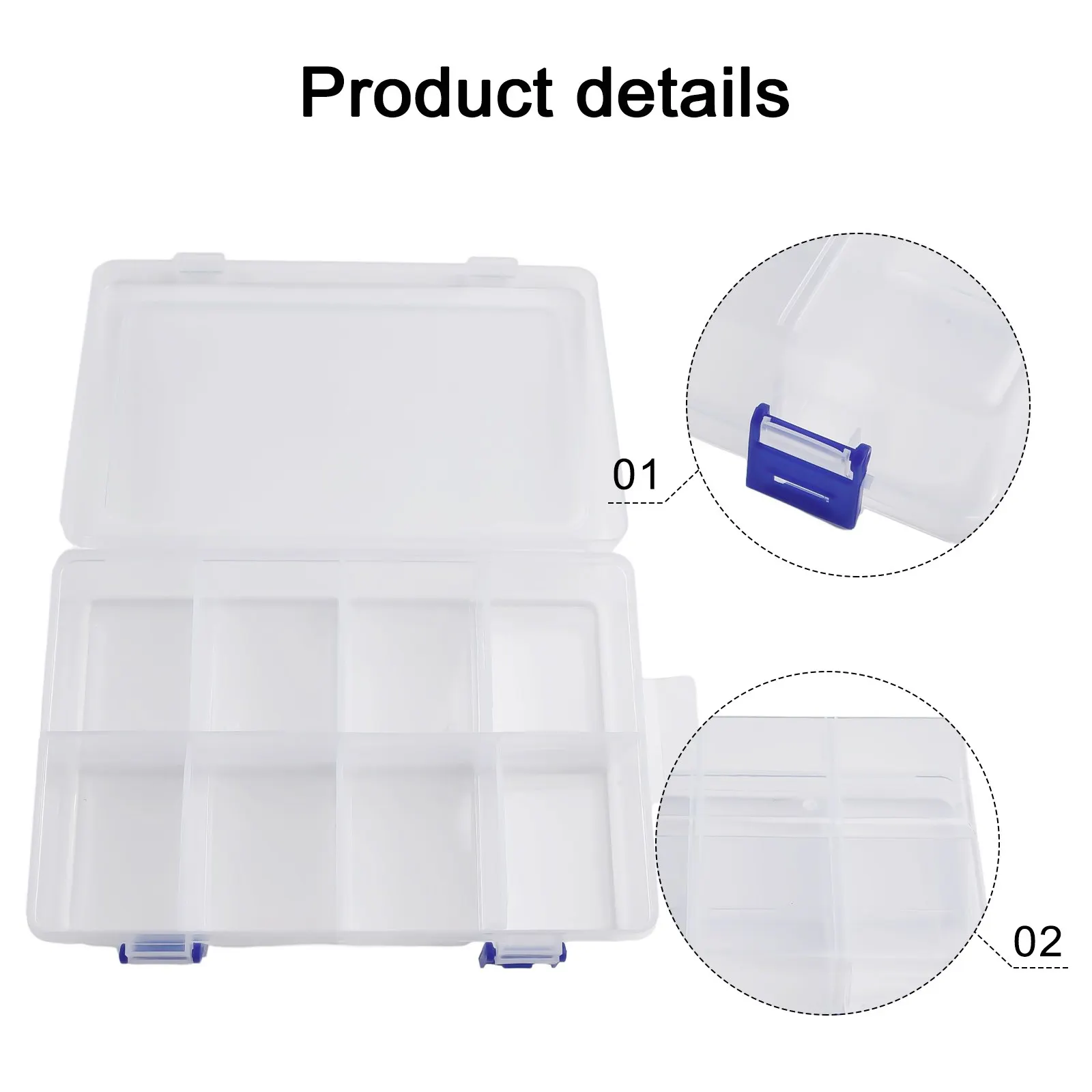 

Transparent Plastic Box Adjustable 8 Grids Compartment Storage Box Screw Tool Organizer Jewelry Earring Display Case Container
