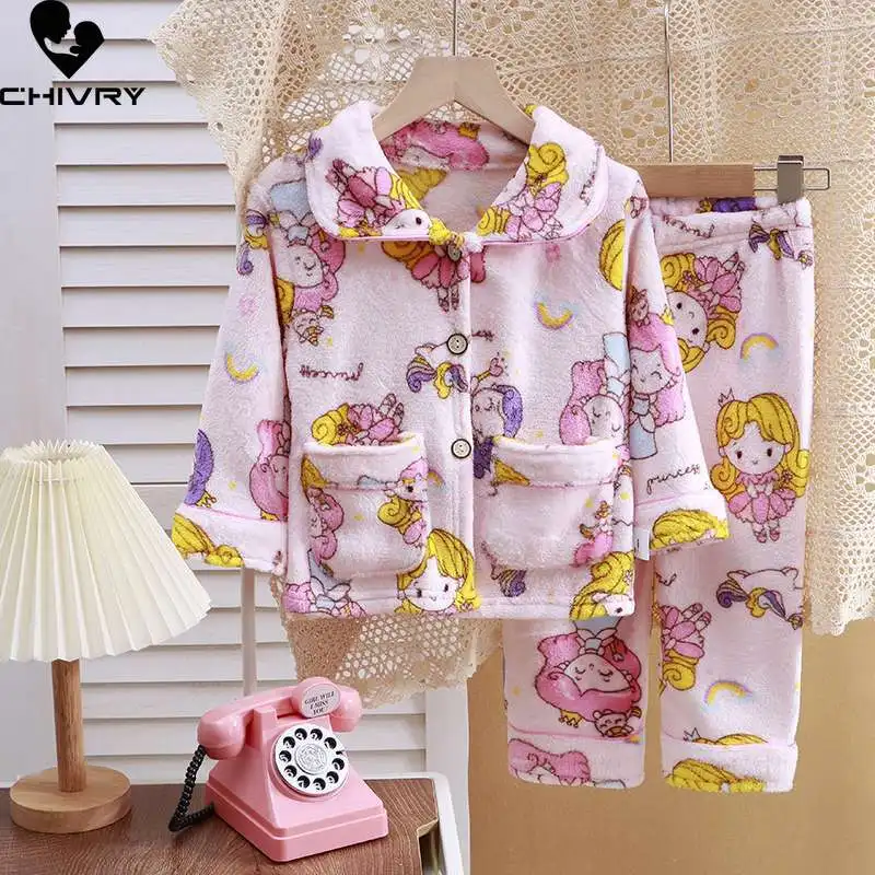 New Autumn Winter Kids Thicken Warm Flannel Pajamas Baby Boys Girls Cartoon Long Sleeve Lapel Clothing Sets Sleepwear Pyjamas
New Autumn Winter Kids Thicken Warm Flannel Pajamas Baby Boys Girls Cartoon Long Sleeve Lapel Clothing Sets Sleepwear Pyjamas