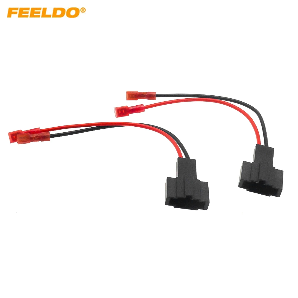 

FEELDO Car 2Pin Stereo Speaker Wire Harness Adaptors For Audi Auto Speaker Replacement Connection Wiring Plug Cables