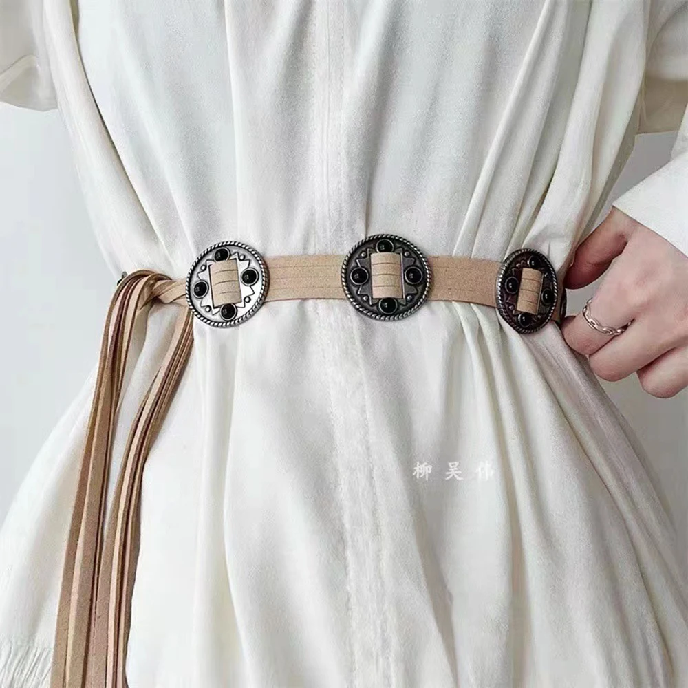 Jeans Dress Skirt Decorative Waistband Metal Round Piece Inlaid Waist Chain Woven Tassel Belt Self-tie Knotted Waist Strap
Jeans Dress Skirt Decorative Waistband Metal Round Piece Inlaid Waist Chain Woven Tassel Belt Self-tie Knotted Waist Strap