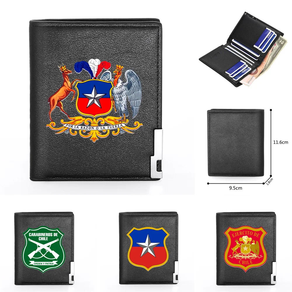 

Classic Carabineros De Chile Badge Theme Design Printing Leather Wallet Men Women Billfold Slim Credit Card Holders Short Purses