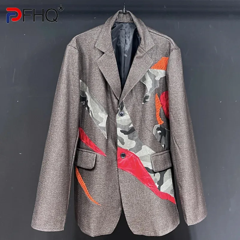 

PFHQ Creativity Print Men's Blazers Loose Fitting Vintage Single Breasted Temperament Abstraction Autumn Suit Jackets 21Z2821