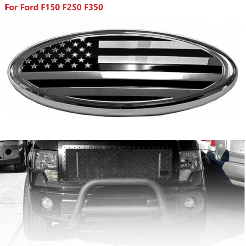 

For Ford F150 F250 F350 Explorer FRONT Grille Tailgate US 9Inch Car Front Grill EmblemBadge Sticker Flag Oval Emblem Badge Logo