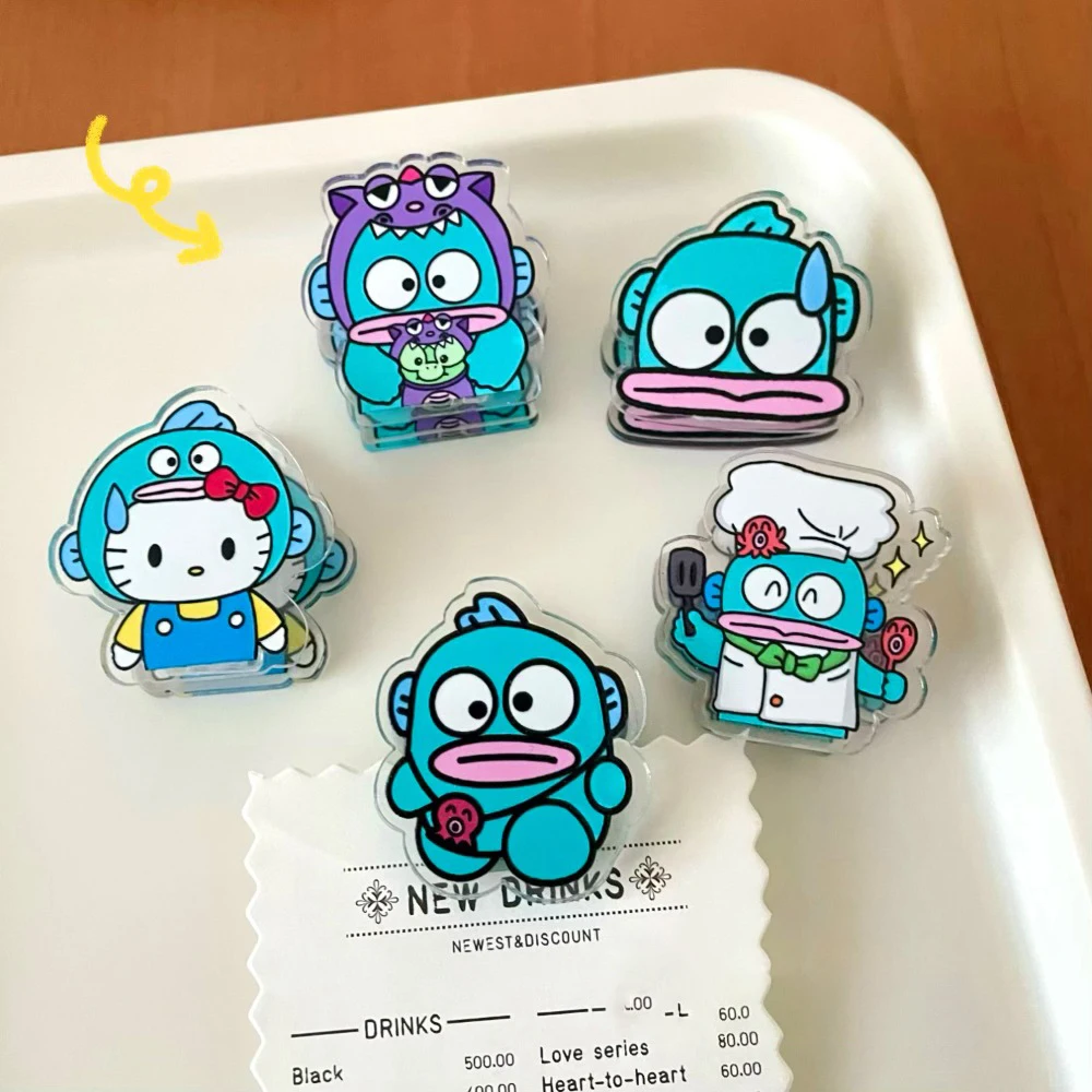 

5pcs Kawaii Sanrio Cute HANG YO DON Cartoon PPClip Multifunction Examination Paper Profile Tidy Up Document Clip School Supplies