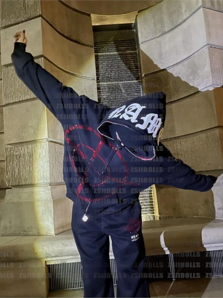 Oversized Full Zip Up Over Face Diamond Rhinestone Y2k Hoodies Men Unisex Print Hip Hop Graffiti Pocket New Hip Hop Jacket Ame
Oversized Full Zip Up Over Face Diamond Rhinestone Y2k Hoodies Men Unisex Print Hip Hop Graffiti Pocket New Hip Hop Jacket Ame