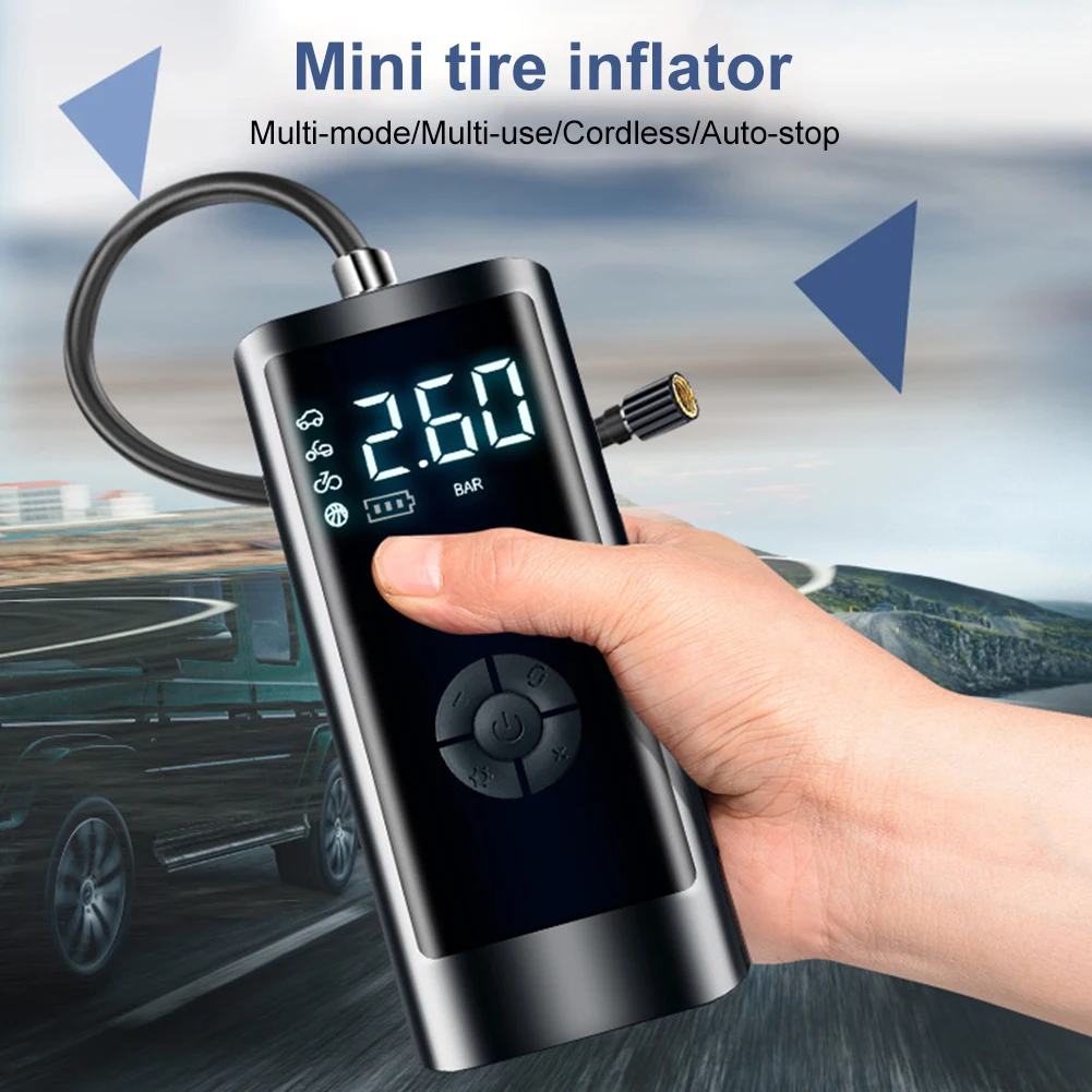 Portable Air Compressor Rechargeable Tire Inflator Wireless Air Pump 260PSI with LED Light Pump for Car Motorcycle Bicycle Ball
Portable Air Compressor Rechargeable Tire Inflator Wireless Air Pump 260PSI with LED Light Pump for Car Motorcycle Bicycle Ball