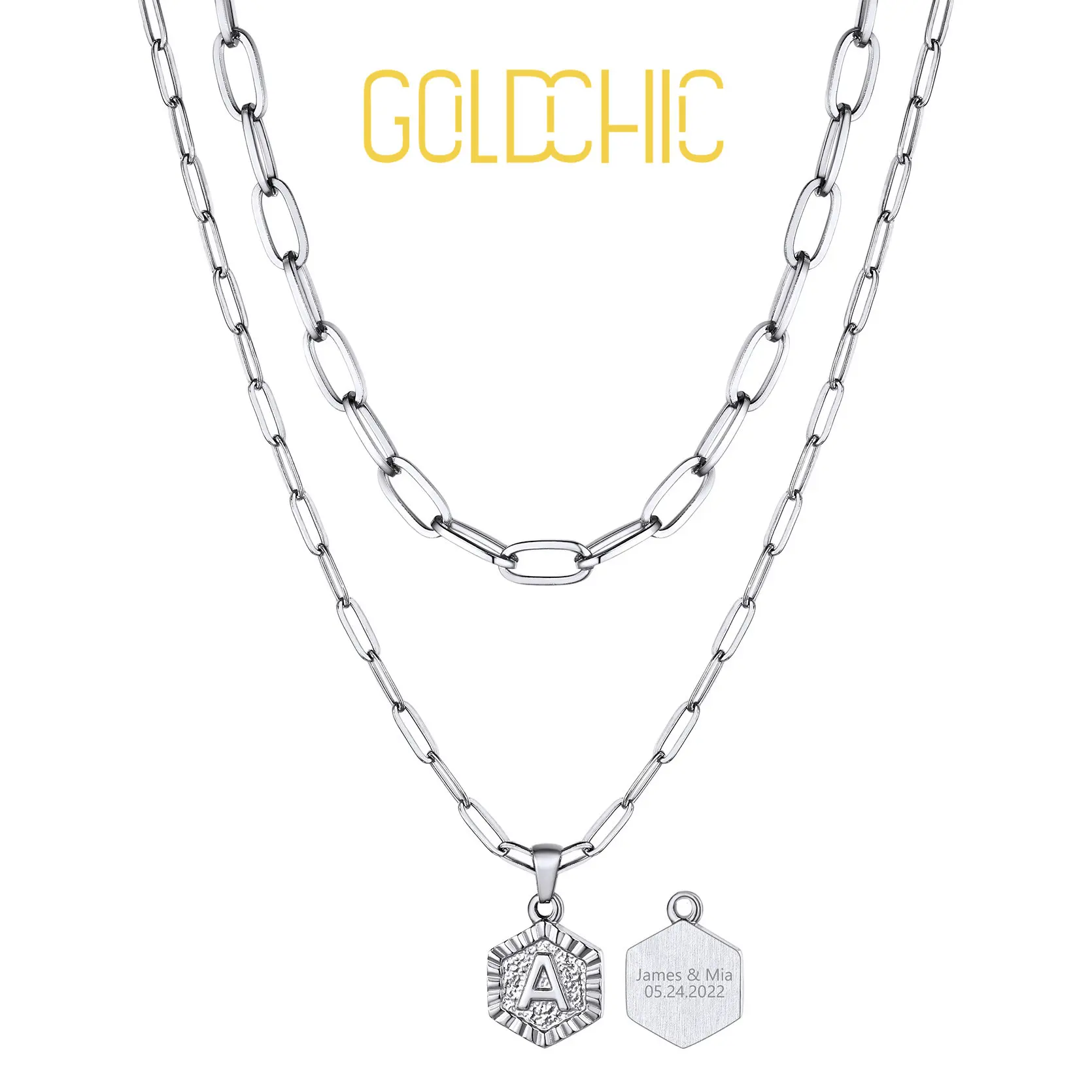 Goldchic Layered A-Z Letter Pendant Necklaces for Women Custom Stainless Steel Initials Paperclip Chain Choker Birthday Gift
Goldchic Layered A-Z Letter Pendant Necklaces for Women Custom Stainless Steel Initials Paperclip Chain Choker Birthday Gift