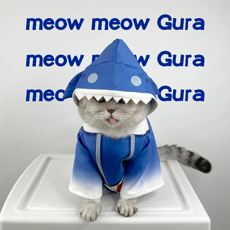 

Hololive Gawr Gura Pet Cat Dog Hooded Hoodie Coat Anime Cosplay Costume Pet Clothes Supplies Pullover Take Photo Prop Decor Gift