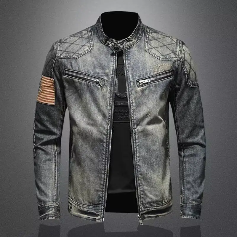 Men's Spring and Autumn Fashion Brand Luxury Retro Stand up Neck Denim jacket Fashion Loose oversized Motorcycle jacket
Men's Spring and Autumn Fashion Brand Luxury Retro Stand up Neck Denim jacket Fashion Loose oversized Motorcycle jacket