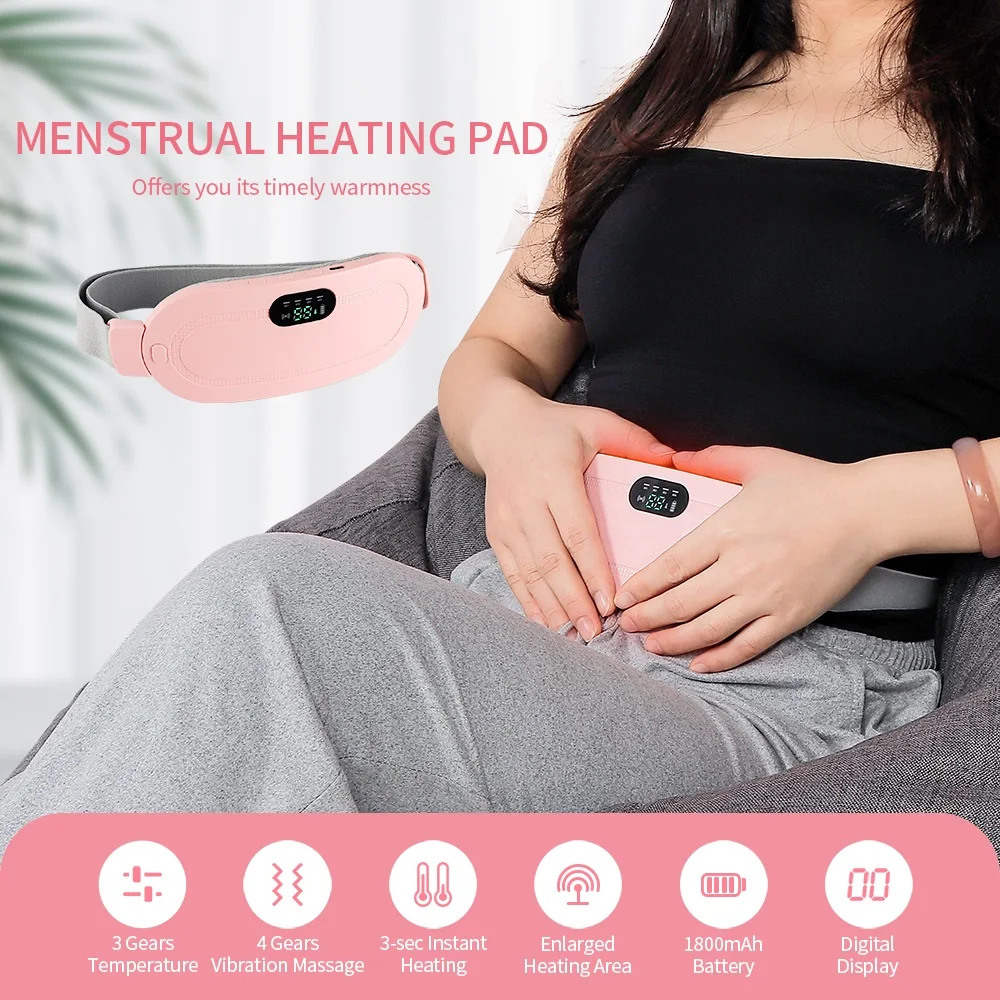 

Heating Warm Palace Belt Menstrual Heating Pad Fast & Effective Relief Stomachache Waist Pain Uterus Acupoints Vibrating Massage