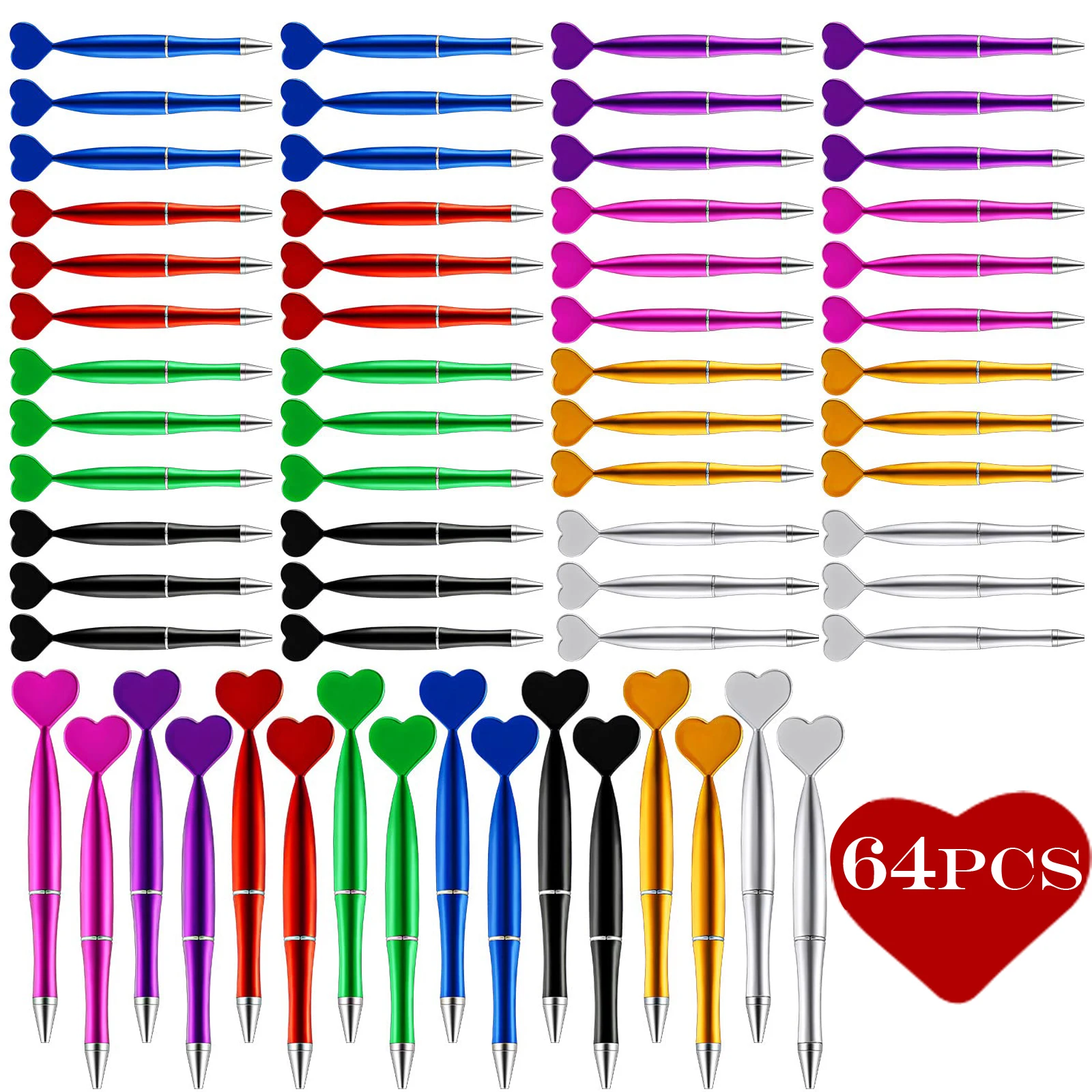 64Pcs Valentine's Day Heart Shaped Pens Multi Colors Heart Ballpoint Pens Black Ink Decorative Cute Pens Office Pens for Women
64Pcs Valentine's Day Heart Shaped Pens Multi Colors Heart Ballpoint Pens Black Ink Decorative Cute Pens Office Pens for Women