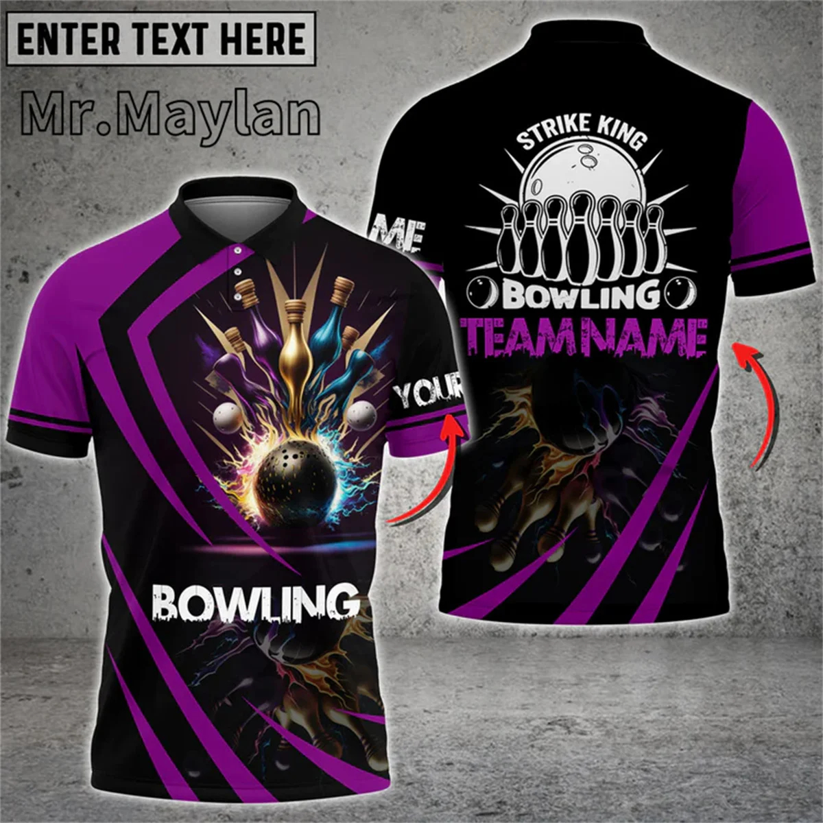 

Customized Strike King Bowling Multicolor Option 3D Polo Shirt Custom Name Team Shirts Men's Gift For Bowling Lover Tee Tops-376