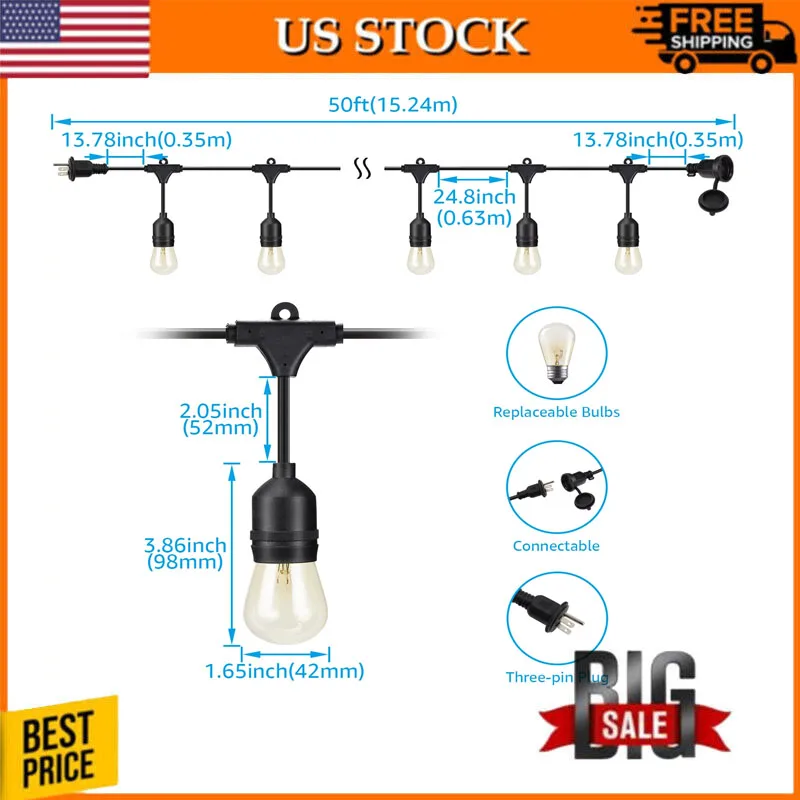 Shop All Decorative Outdoor Lighting 50ft String Lights, 24 Sockets, 36 Bulbs Included, E26
Shop All Decorative Outdoor Lighting 50ft String Lights, 24 Sockets, 36 Bulbs Included, E26