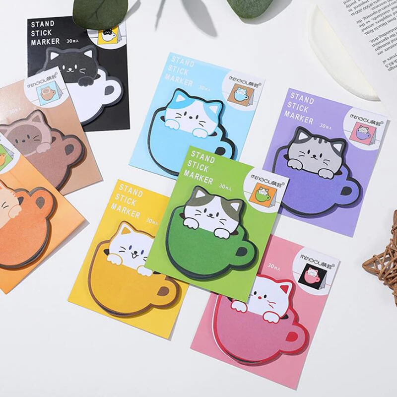 

Cartoon Cats Memo Pads 30sheets Kawaii Sticky Notes DIY Planner Journal Index Stickers Label Tags Korean Stationery Office