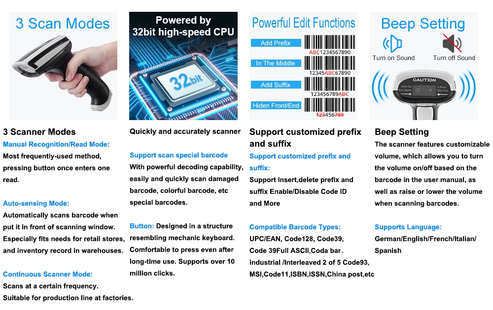 Handheld 2D Barcode Scanner USB QR Code Scanner Wired Automatic 1D 2D&PDF417 Data Matrix Bar Code Reader Plug and Play 22 Handheld 2D Barcode Scanner USB QR Code Scanner Wired Automatic 1D 2D&PDF417 Data Matrix Bar Code Reader Plug and Play 16