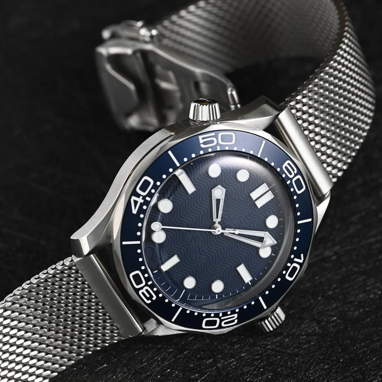 

Luxury New Mens Automatic Mechanical Watch Stainless Steel Black Blue Green Ceramic Bezel 007 Sapphire 42mm