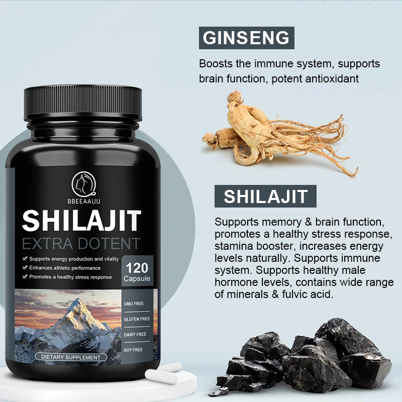 

BBEEAAUU 400 мг женьшень Shilajit оригинальные капсулы иммунная система память мозга функция здоровья нет стресса мужской гормон баланс