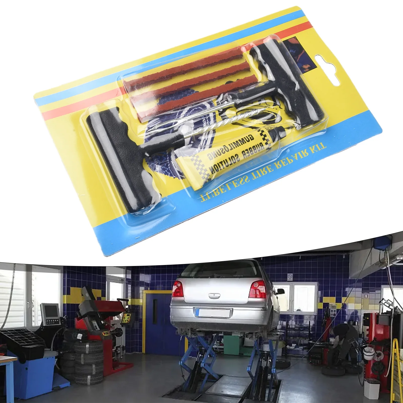 

1set Universal Puncture Repair Kit Car Van Motorcycle Tyre Plug Tubeless Flat-Tire Repair Tool + Filing & Strip Insertion Tool