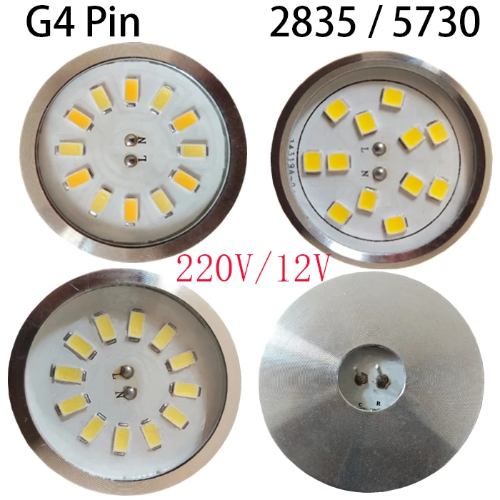 

2W 3W 5W 12V 220V 2835 5730 Chip 28mm 35mm 44mm 46mm OD G4 Pin Warm Yellow White SMT SMD LED Light Base Bulb Lamp Bead Emitter