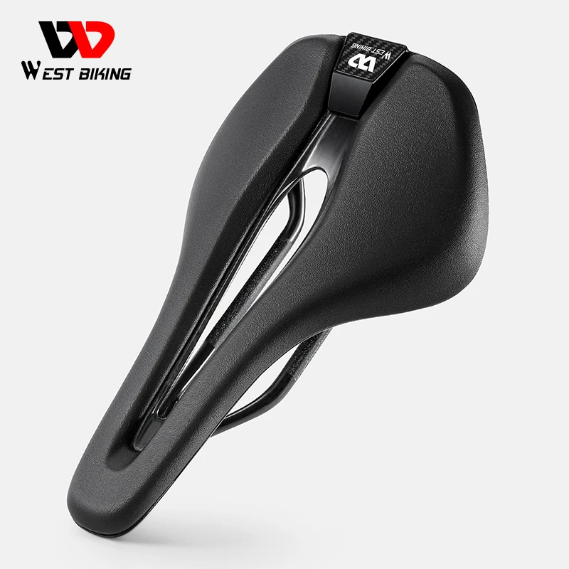 

WEST BIKING Carbon Fiber Bicycle Saddle PU Leather Hollow Breathable MTB Road Bike Cushion Ultralight Bike Seat Cycling Parts