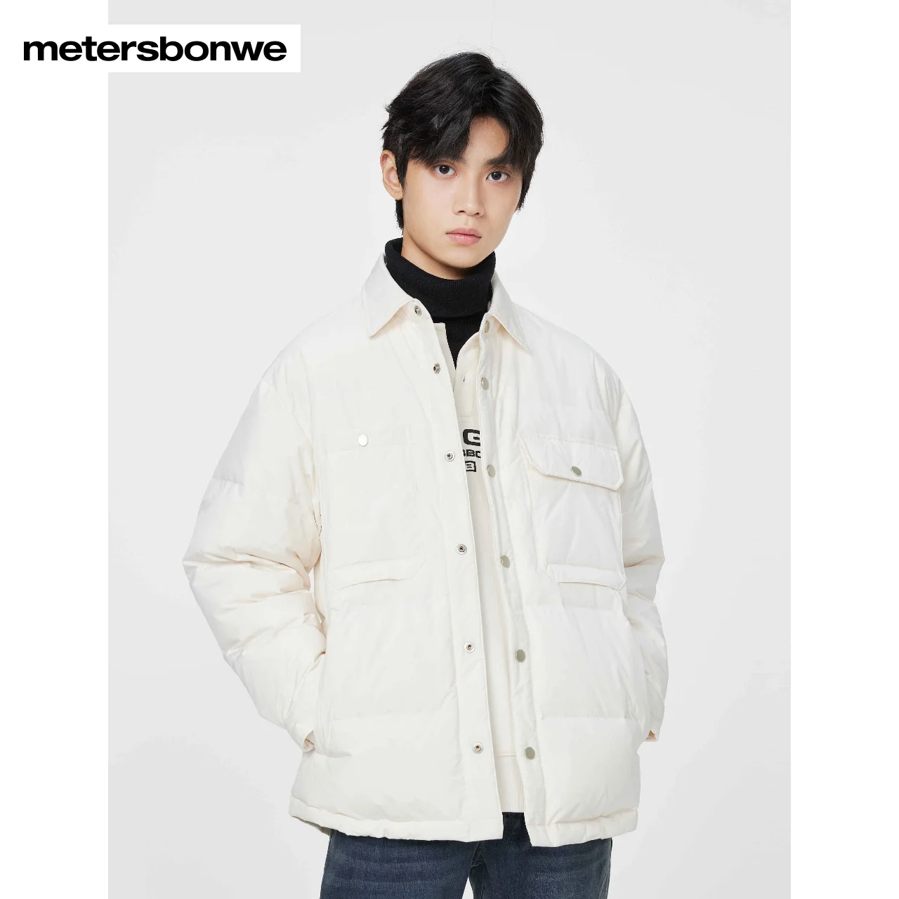

Metersbonwe Basic Down Jacket Men Lapel Collar Parker Coat Male 2023 New Fashion Warm Jackets Casual Loose Outerwear Brand Tops