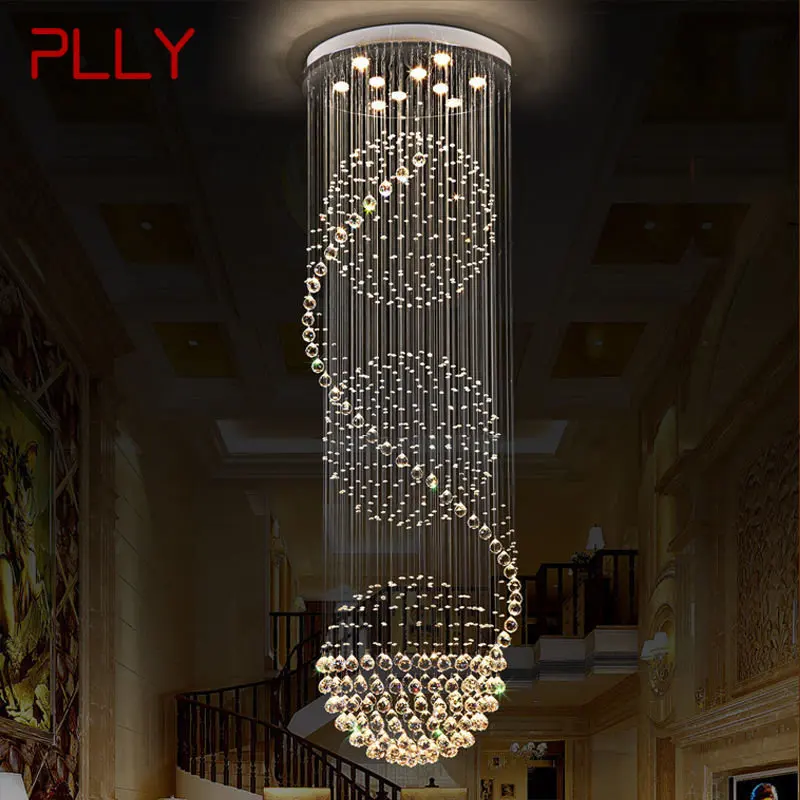 

PLLY Modern Crystal Pendant Light LED Creative Luxury Chandelier Lamp for Home Living Room Villa Duplex Staircase Decor