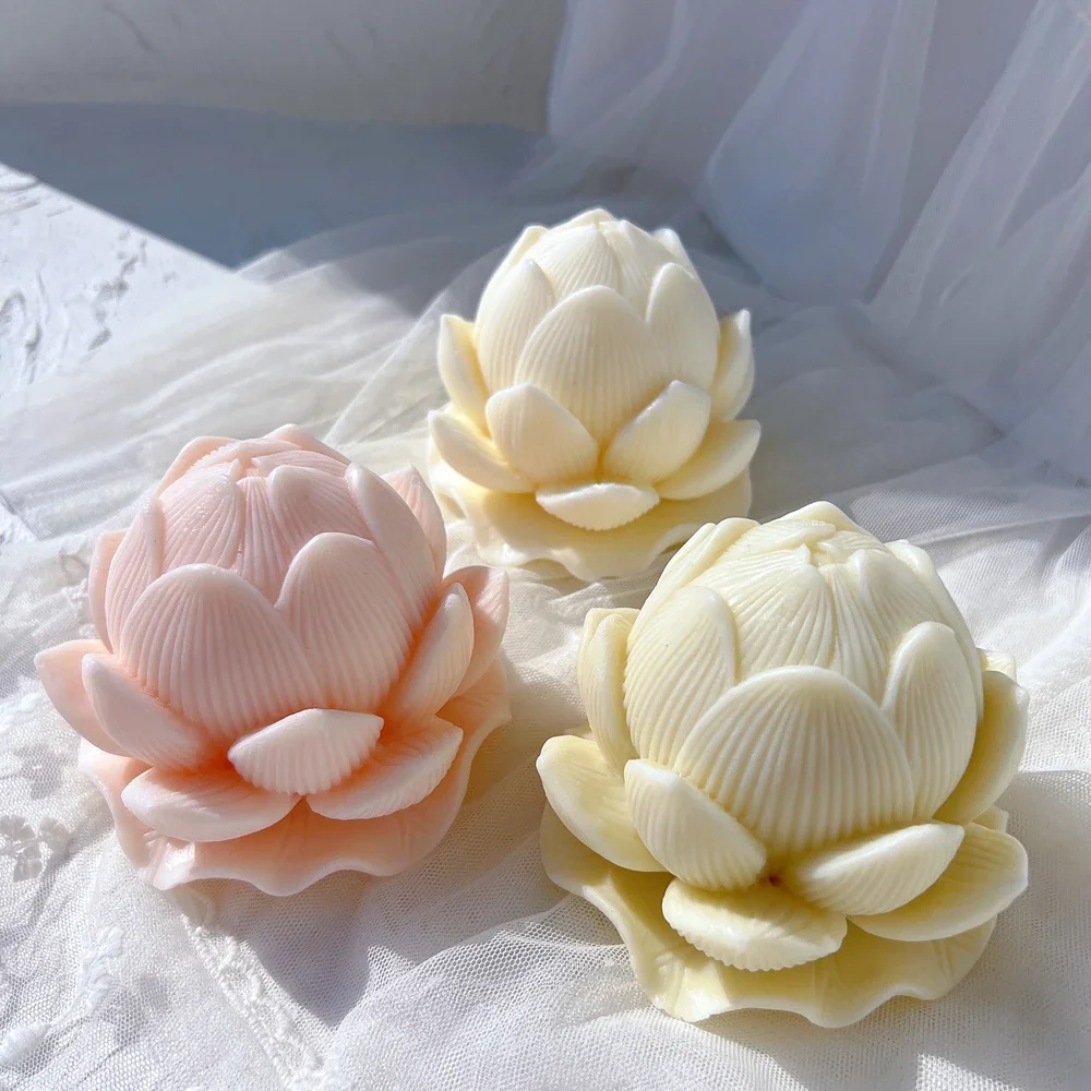 

Lotus Bloom Flower Candle Molds Lotus Silicone Mold Soy Wax Mould Buddha Home Decor Anniversary Gift