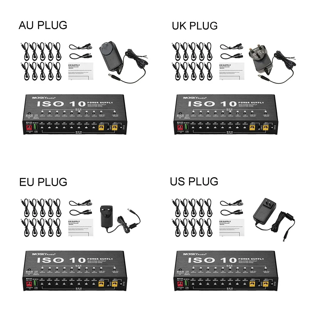 MOSKYAUDIO Guitar Effect Power Hot Sale Effect Pedal Power Supply 10 Isolated Outputs (9V, 12V, 18V) Protection Guitar Accessory
MOSKYAUDIO Guitar Effect Power Hot Sale Effect Pedal Power Supply 10 Isolated Outputs (9V, 12V, 18V) Protection Guitar Accessory