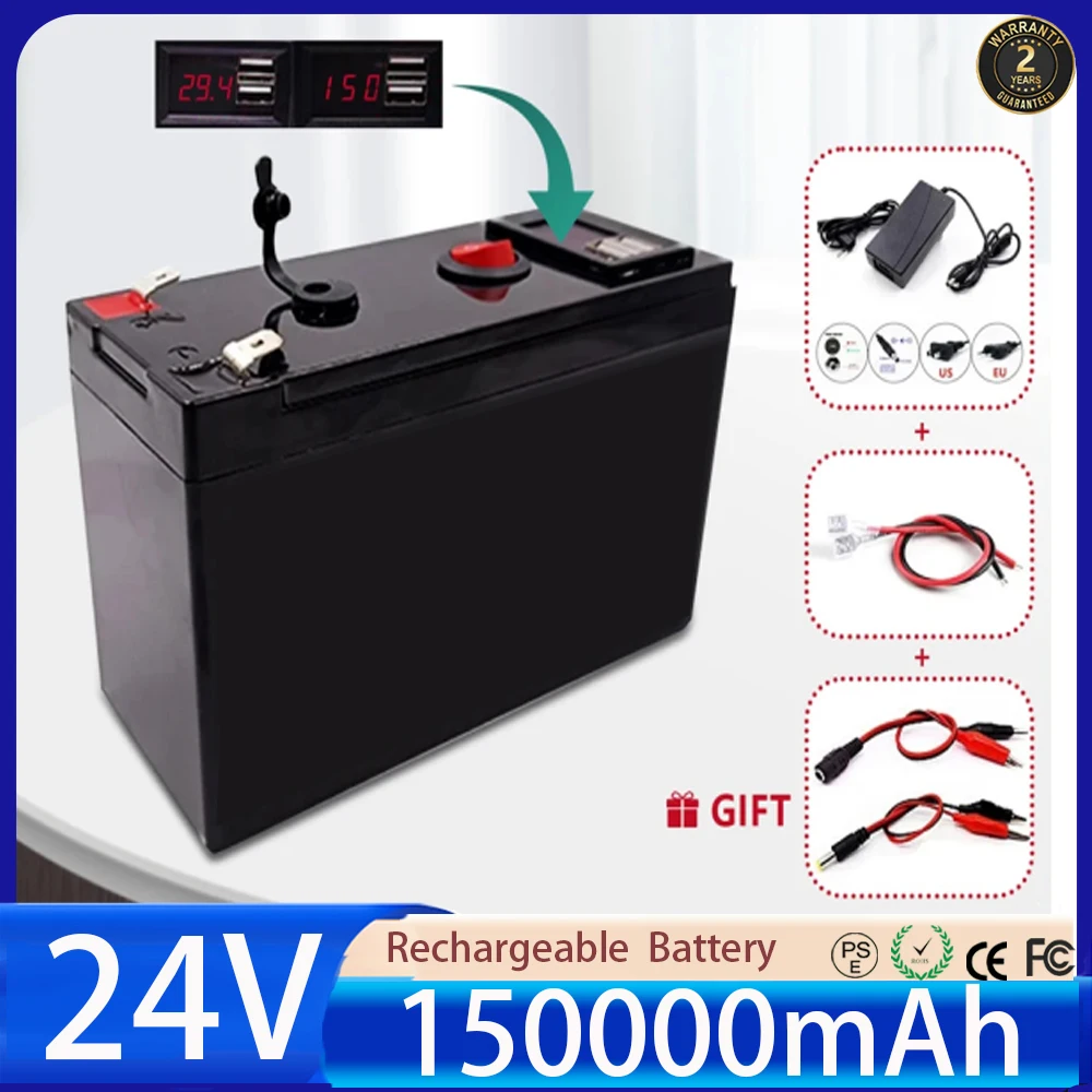 New 18650 Lithium Battery Pack,24V/29.4V 150Ah Built-in 30A BMS,For Solar Energy Electric Vehicle Li-ion Battery+12.6V Charger
New 18650 Lithium Battery Pack,24V/29.4V 150Ah Built-in 30A BMS,For Solar Energy Electric Vehicle Li-ion Battery+12.6V Charger