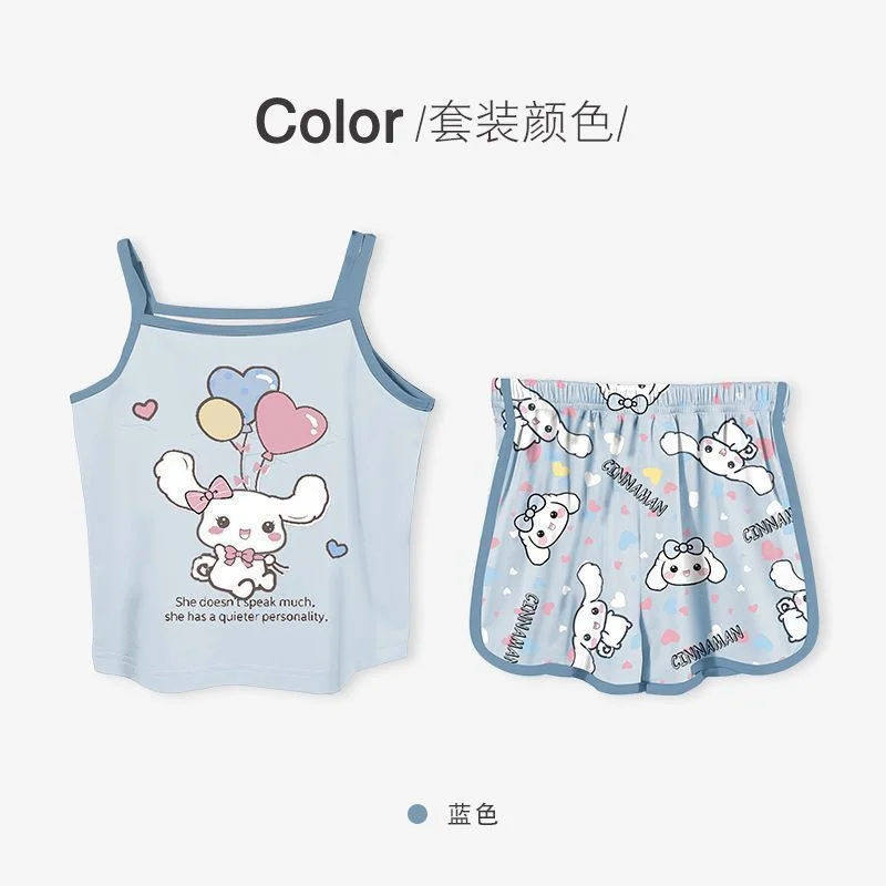 Cinnamoroll Kuromi Girls Vest Harness Pajamas Summer Cartoon Sweet Cute Thin Sleeveless Housewear Set Gift for Kids 
Cinnamoroll Kuromi Girls Vest Harness Pajamas Summer Cartoon Sweet Cute Thin Sleeveless Housewear Set Gift for Kids
