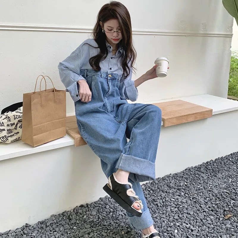 2023 Autumn New Jumpsuit Loose Lapel Collar Fake Two Pieces Splicing Stripe Single Breasted Pocket High Waisted Free Shipping
2023 Autumn New Jumpsuit Loose Lapel Collar Fake Two Pieces Splicing Stripe Single Breasted Pocket High Waisted Free Shipping