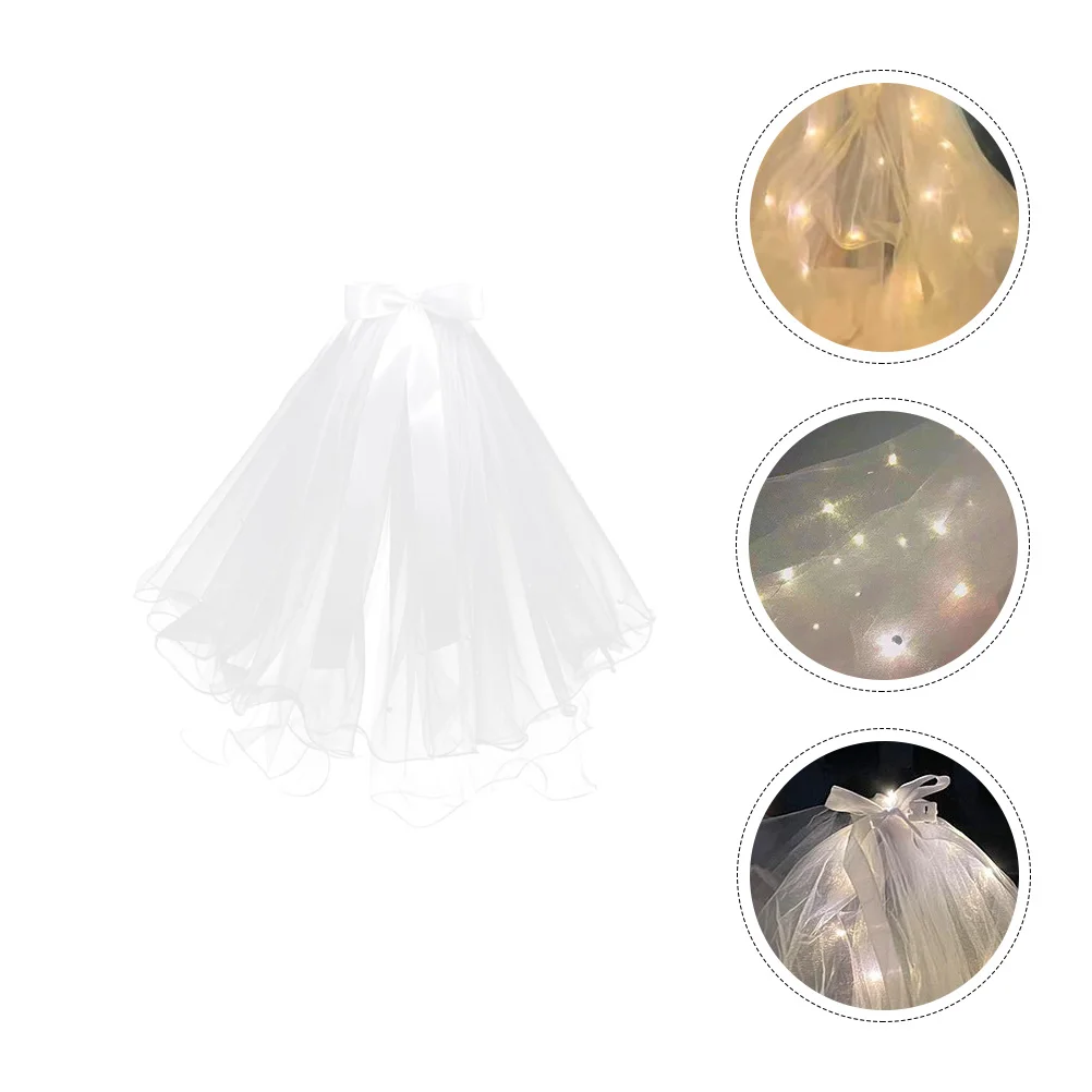 

Glowing Glitter Veil Flower Girl Gift Hair Accessories Wedding Colored Lights Girls Accessory Soft Yarn Decor Bride Gadgets