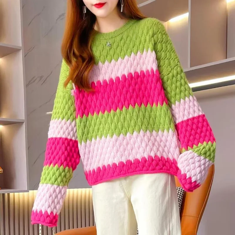 Contrast color soft waxy pullover sweater women knitted sweater Korean retro o neck long sleeve pullover sweater women bottoming
Contrast color soft waxy pullover sweater women knitted sweater Korean retro o neck long sleeve pullover sweater women bottoming