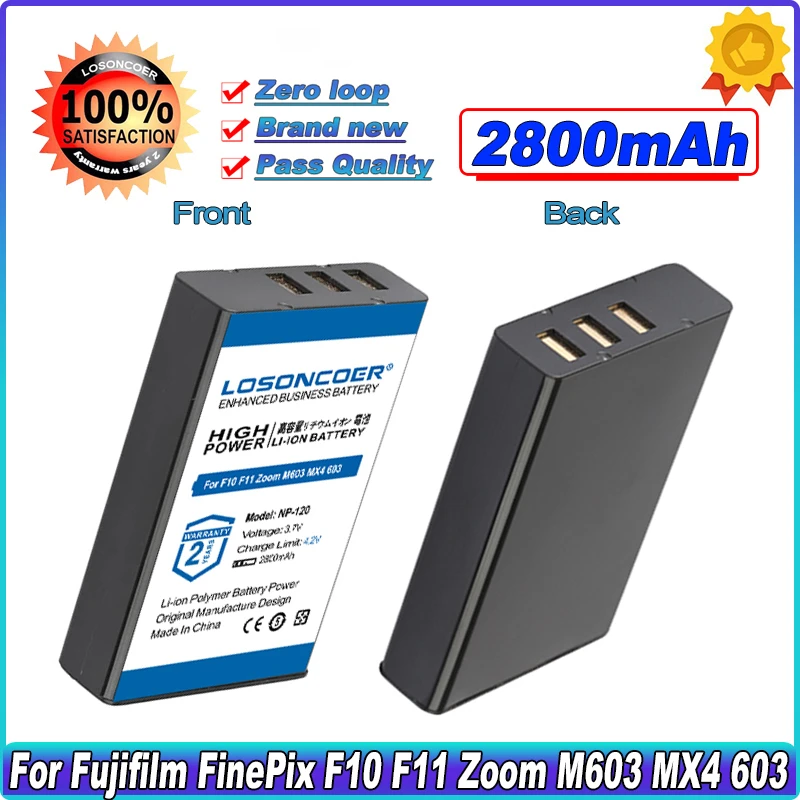 

2800mAh NP-120 FNP120 NP120 Camera Battery For Fujifilm FinePix F10 F11 Zoom M603 MX4 603 Batteries