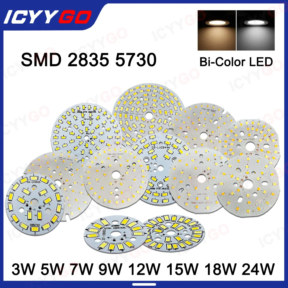 

10 PCS 2835 5730 Two-Color SMD Light Source Bulb Downlight LED Light Panel 3W 5W 7W 9W 12W 15W 18W 24W Two-Color SMD Light Sourc