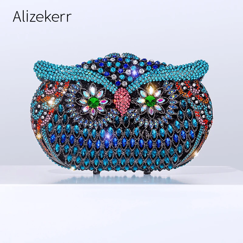 

Owl Diamond Luxury Evening Purse For Women Boutique Novelty Crystal Metallic Clutch Bags Party Wedding Ladies Chain Handbag Chic