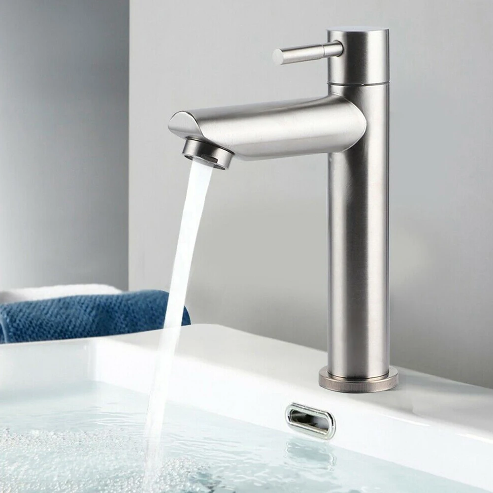Stainless Steel Bathroom Basin Faucet Single Cold Mixer Water Tap Deck Mounted Brushed Silver Sink Faucet Kitchen Tap
Stainless Steel Bathroom Basin Faucet Single Cold Mixer Water Tap Deck Mounted Brushed Silver Sink Faucet Kitchen Tap