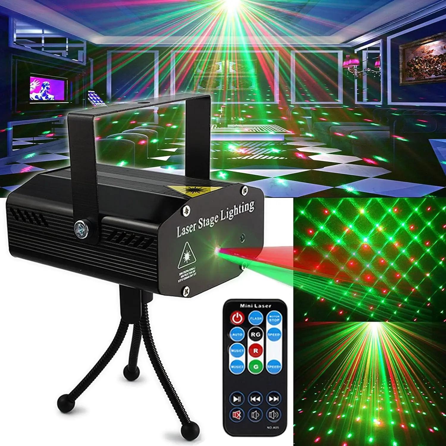 

Party Lights,Disco DJ Lights Strobe Light Rave Stage Light Club Light Sound Activated with Remote Control for Parties Bar KTV