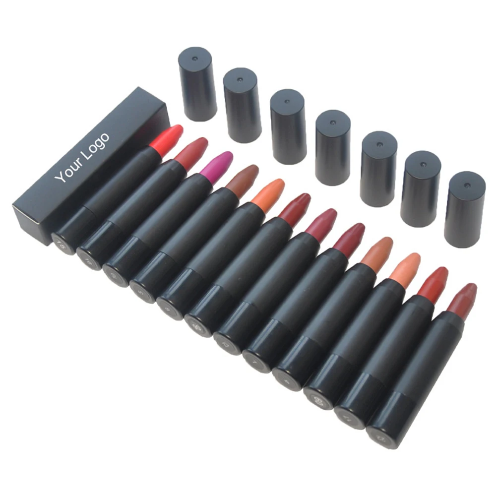 

12 Color Matte Lipsticks Easy To Apply Make up Temperament Lip Makeup Private Label Lipstick Crayon