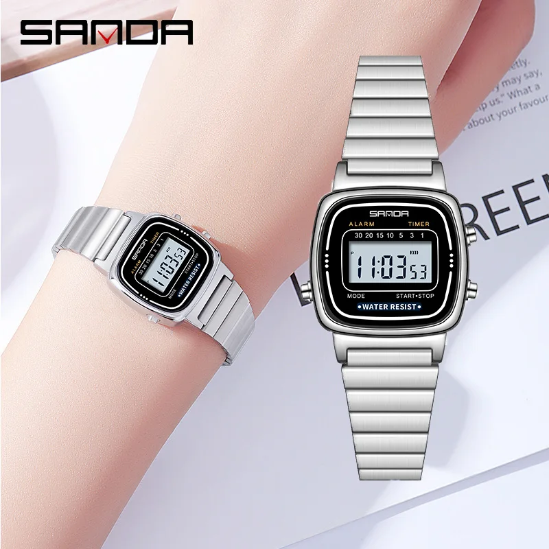 

Модные спортивные часы SANDA 6053, многофункциональные Женские электронные часы, 2024 новые оригинальные водонепроницаемые наручные часы