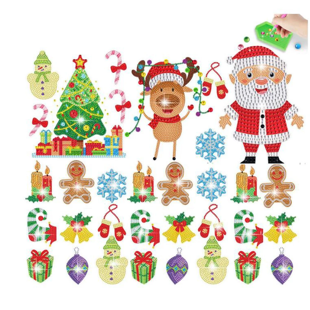 

Набор декоративных наклеек на стену в виде рождественской елки, набор аксессуаров, мозаичные наклейки, Алмазное искусство, Набор для творчества и искусства детей