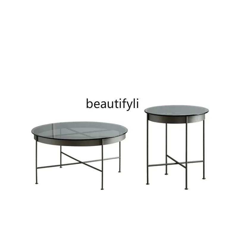 

Кофейный столик в скандинавском стиле, Роскошный итальянский круглый стальной стеклянный журнальный столик, стол для дома, гостиной, простой современный боковой столик