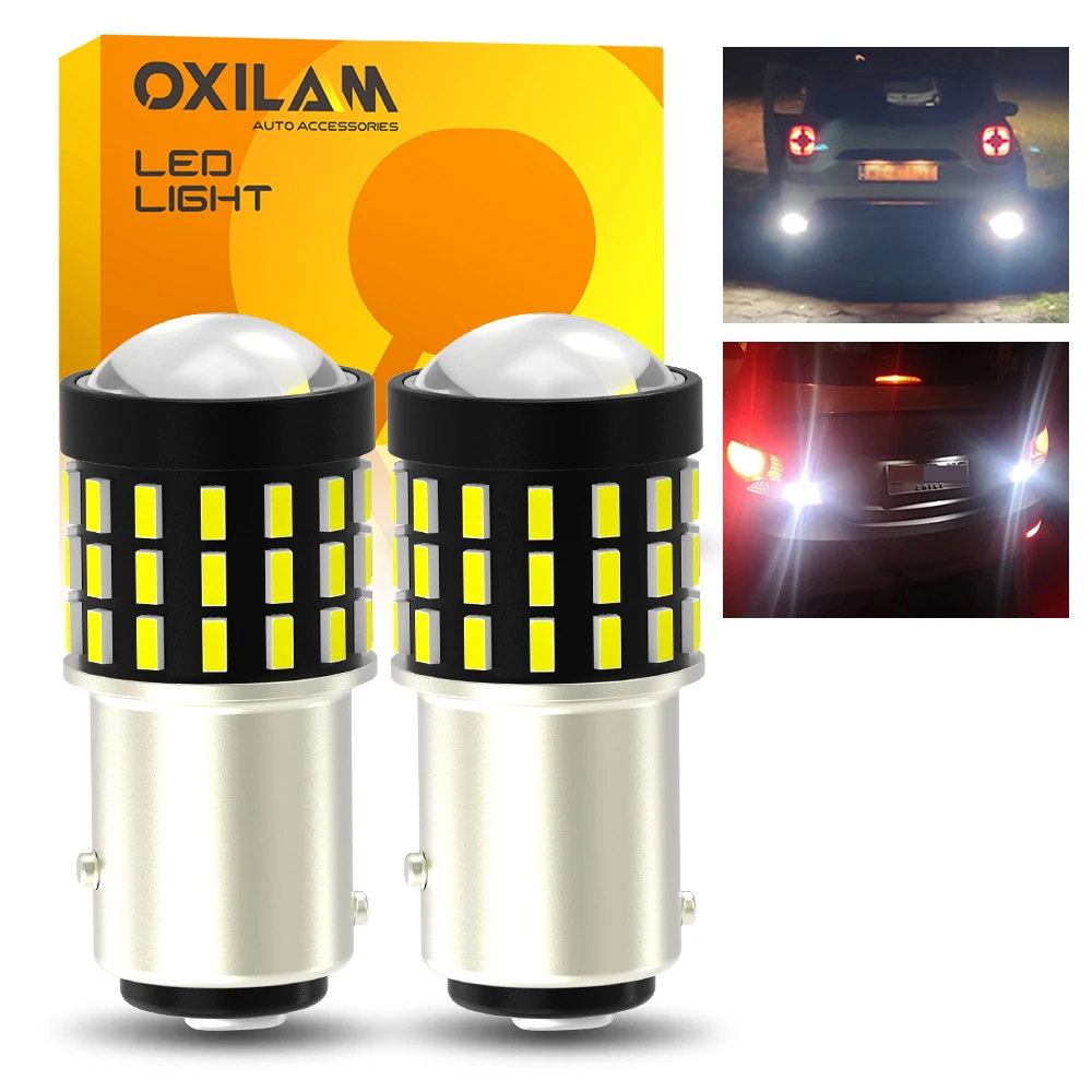 

OXILAM 2Pcs 1157 BAY15D P21/5W 54Pcs 3014SMD LED 1156 BA15S P21W 7506 LED Bulbs 6500k White Super Bright Reverse Light DRL 12V