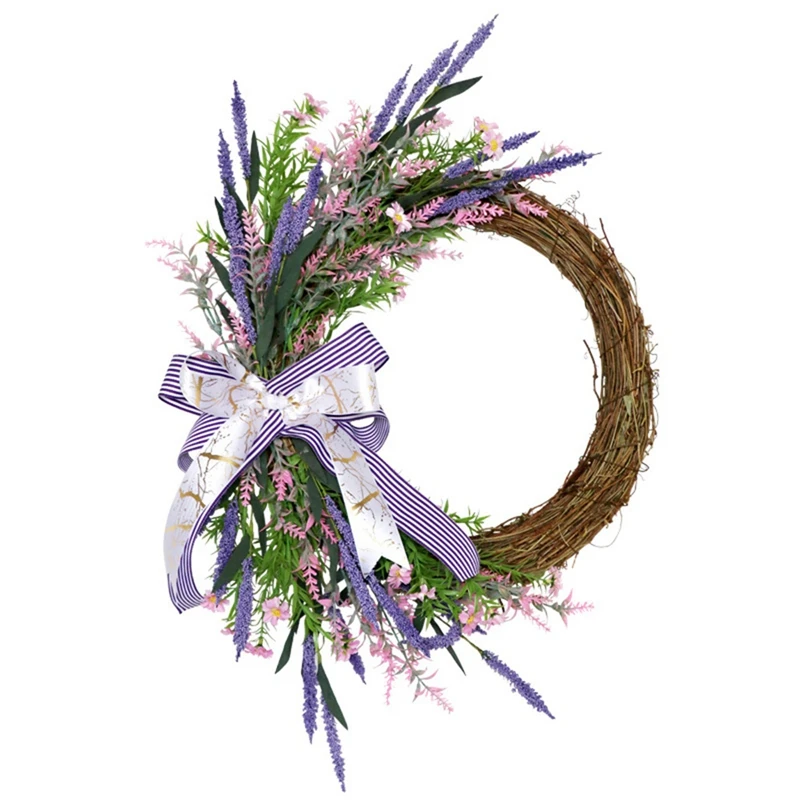

AT35 Artificial Lavender Wreath For Front Door Floral Welcome Wreath For All Seasons Wall Window Wedding Farmhouse Home Decor