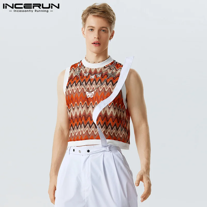 

Stylish Casual Style Tops INCERUN New Men's Colored Knitted Vacation Vests Handsome Male Hot Selling Loose Waistcoat S-5XL 2023