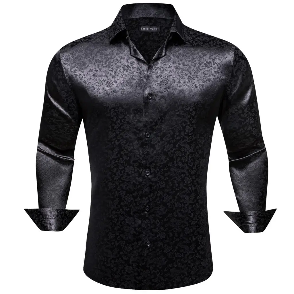 Luxury Shirts for Men Silk Satin Long Sleeve Black Flower Slim Fit Male Blouses Casual Tops Breathable Streetwear Barry Wang
Luxury Shirts for Men Silk Satin Long Sleeve Black Flower Slim Fit Male Blouses Casual Tops Breathable Streetwear Barry Wang