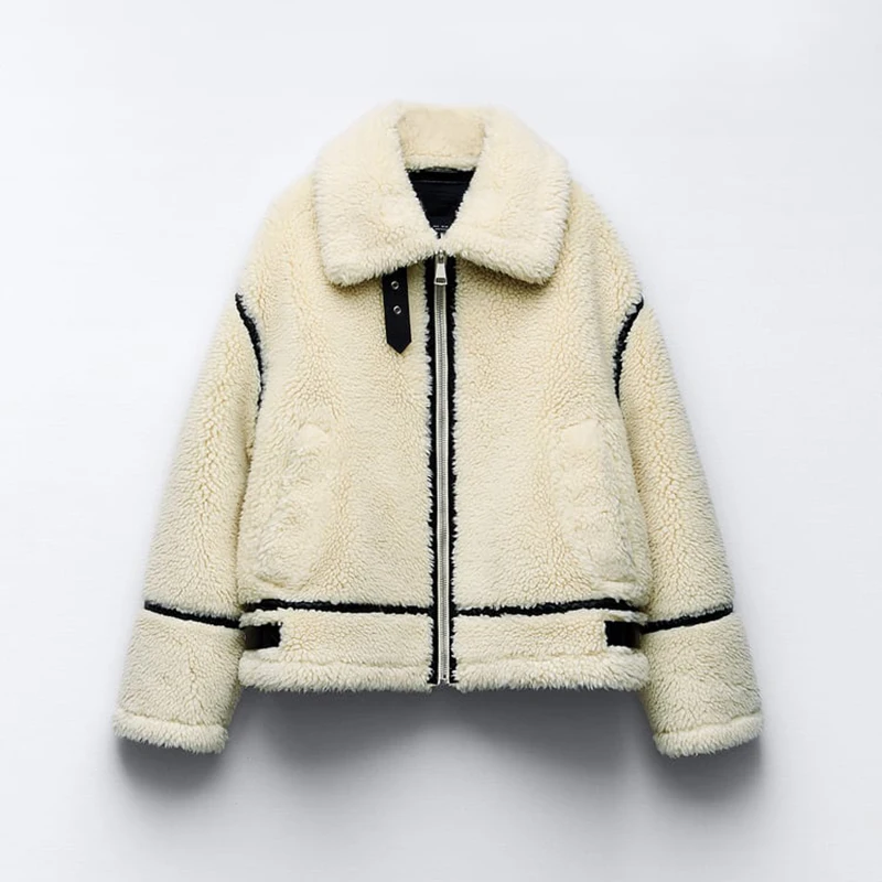 Autumn Winter Women Artificial Fur Motorcycle Jacket Lamb Fur Polo Collar Long Sleeve Coat Zipper Pocket Loose Outerwear
Autumn Winter Women Artificial Fur Motorcycle Jacket Lamb Fur Polo Collar Long Sleeve Coat Zipper Pocket Loose Outerwear